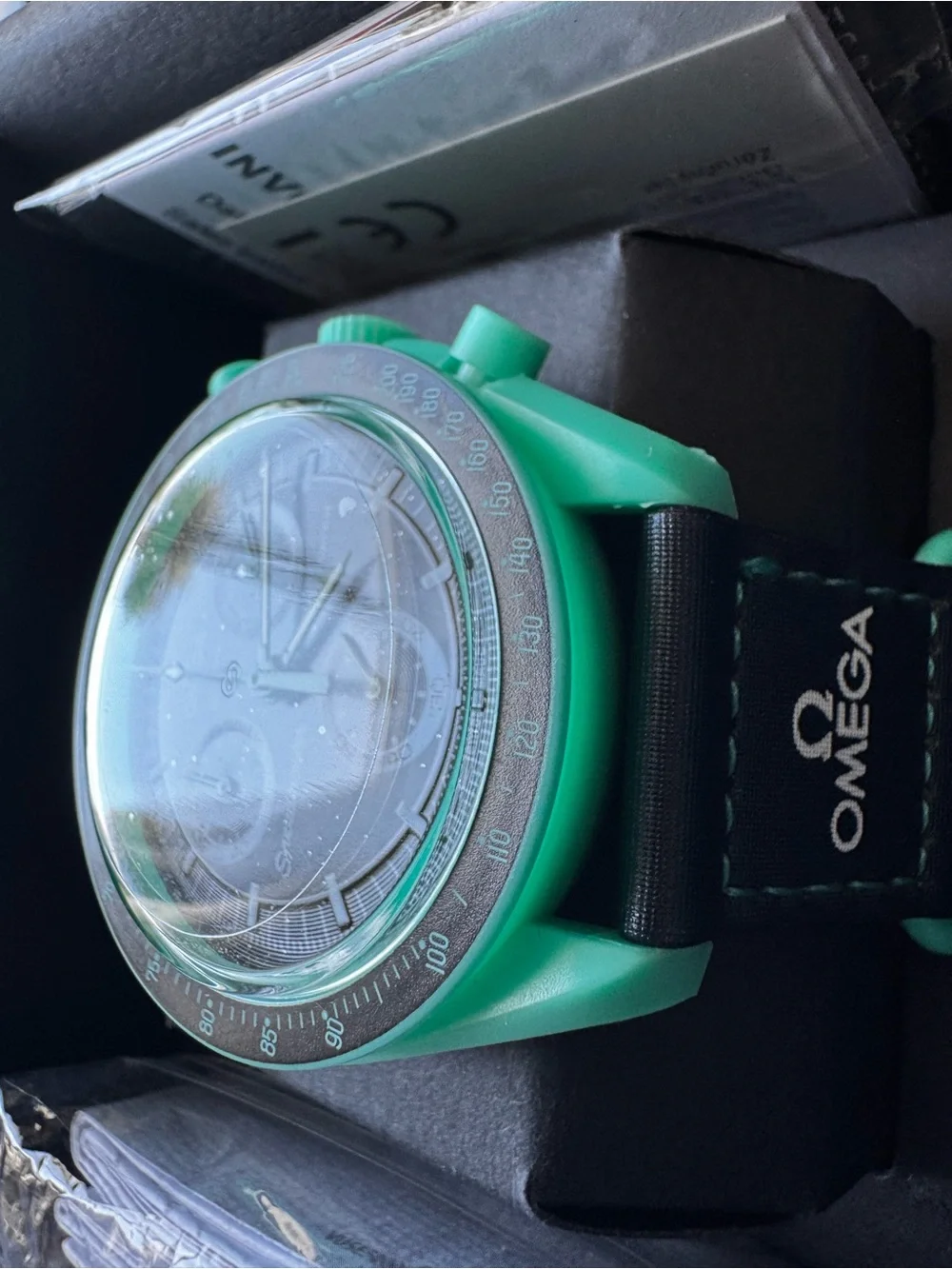 Omega Turquoise and Black Chronograph Men's Watch